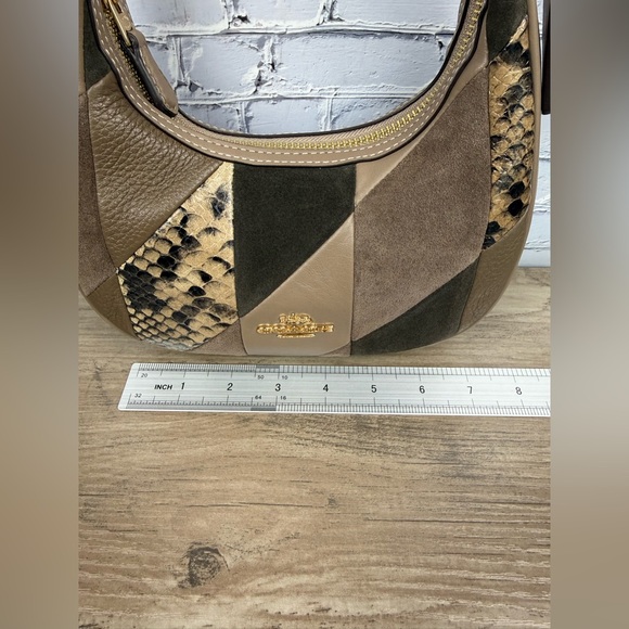 Coach Carmen Mini Crossbody Bag With Patchwork Gold/Mushroom NWT CCE62 - Picture 14 of 16